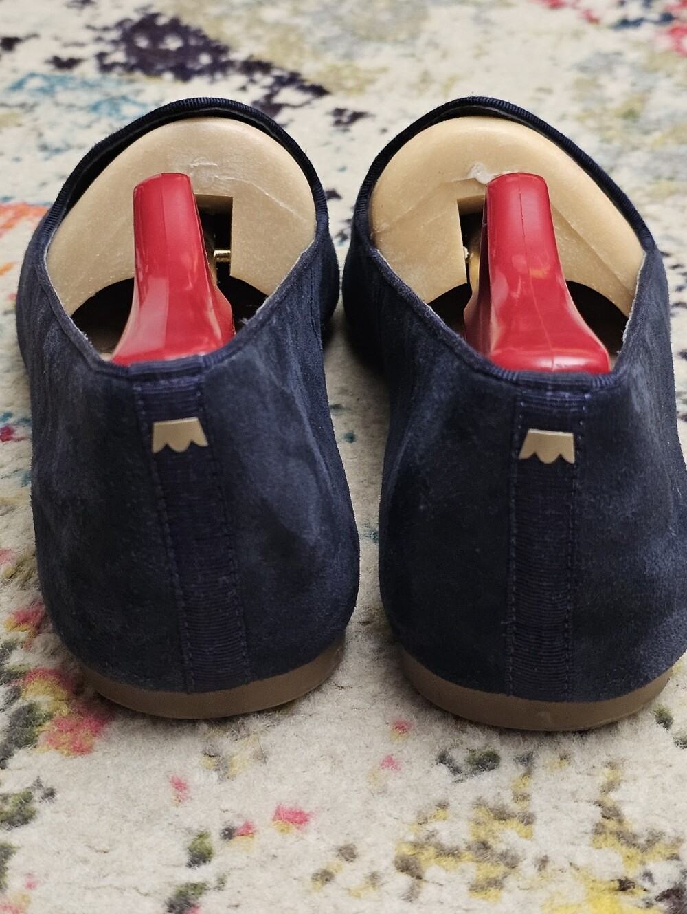 BIRDIES Heron Flat Navy Suede Womens Size 10 Loafers Smoking Shoes - Picture 9 of 12